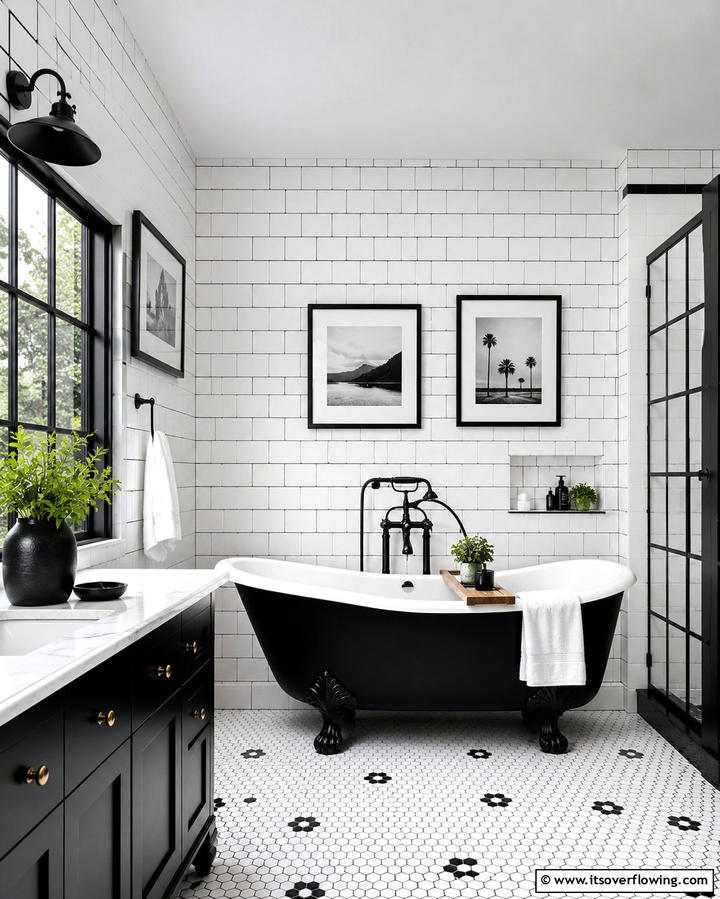 Black and White Contrast - 25 Masculine Bathroom Ideas for a Bold Look