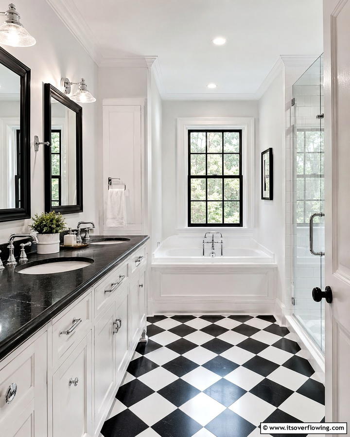 Black and White Contrast - 30 Bathrooms with Black Countertops for Modern Elegance