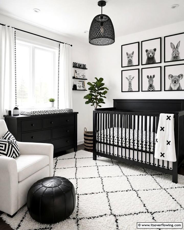 Black and White Contrast - 25 Black Nursery Ideas for Modern Baby Rooms