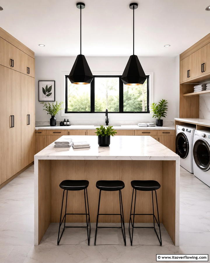 Black and White Contrast Design - 30 Stylish Black Laundry Room Ideas for a Modern Utility Space