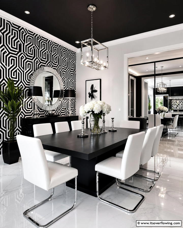 Black and White Contrast Themes - 25 Modern Dining Room Ideas for a Stylish Space
