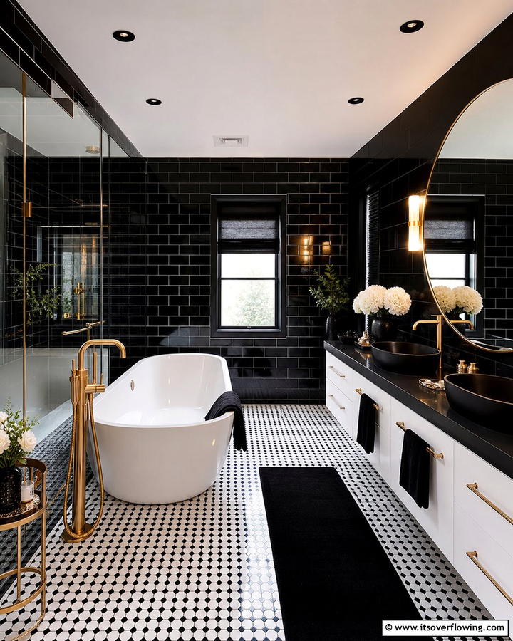 Black and White Contrast for Dramatic Effect - 17 Romantic Bathroom Ideas for a Luxurious Personal Retreat