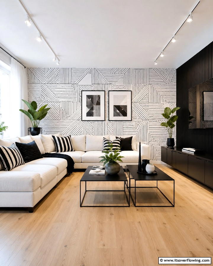 Black and White ContrastExact - 30 Bold Black Living Room Designs for Dramatic Modern Spaces
