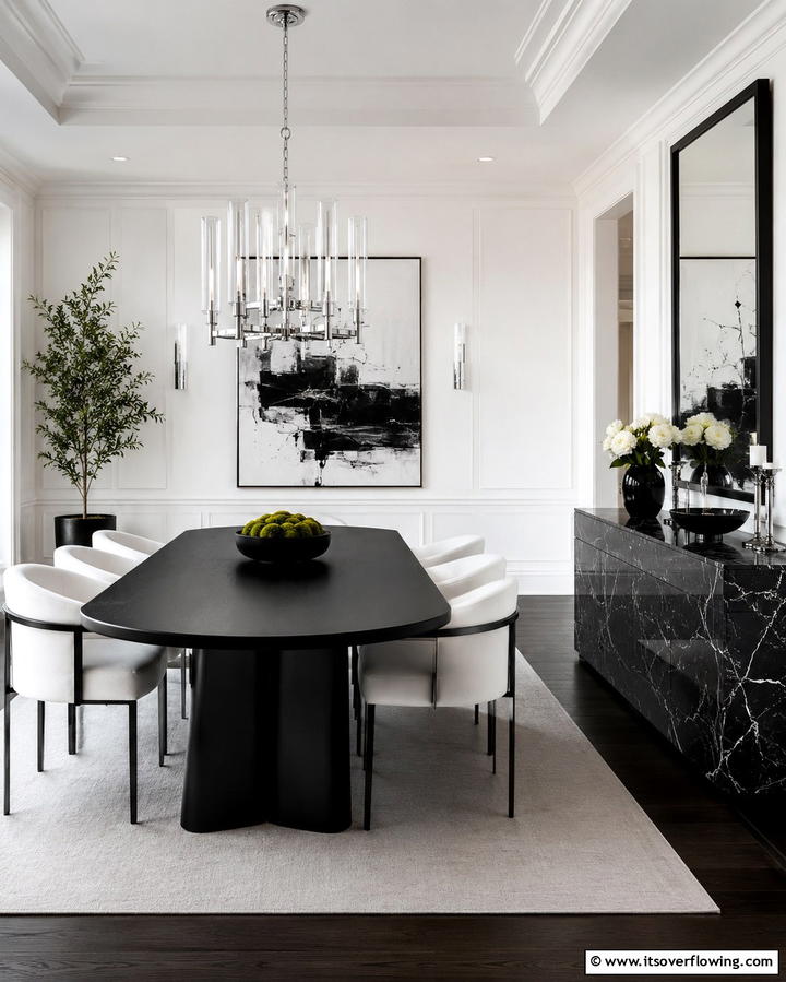 Black and White ContrastOne - 25 Masculine Dining Room Ideas for Modern Men