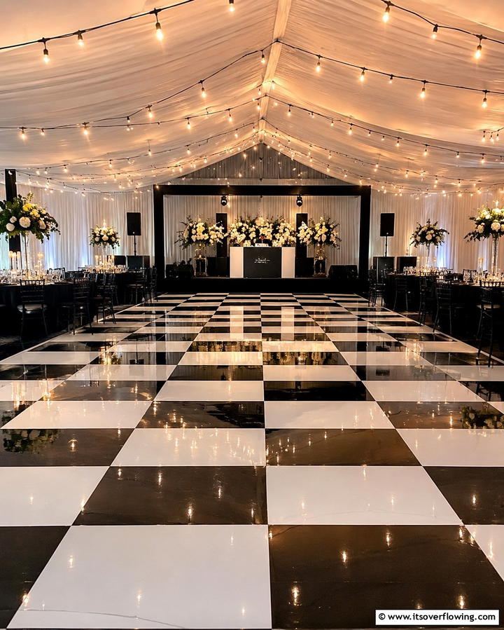 Black and White Dance FloorExact - 25 Black and White Wedding Ideas for Classic Elegance