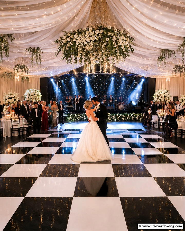 Black and White Dance FloorOne - 25 Black and White Wedding Ideas for Classic Elegance