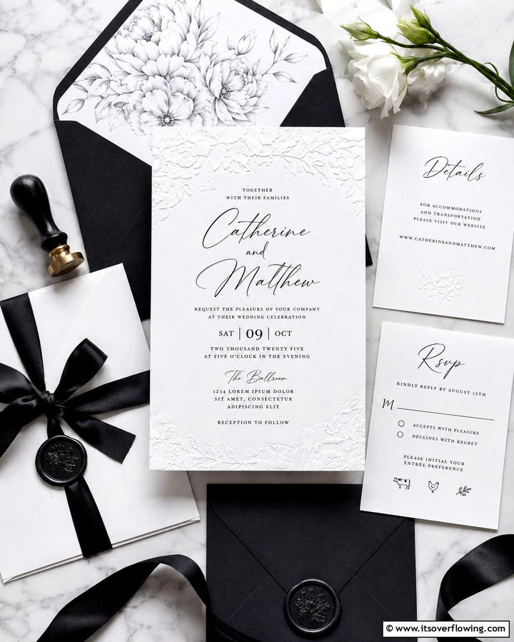 Black and White Invitations - 25 Black and White Wedding Ideas for Classic Elegance