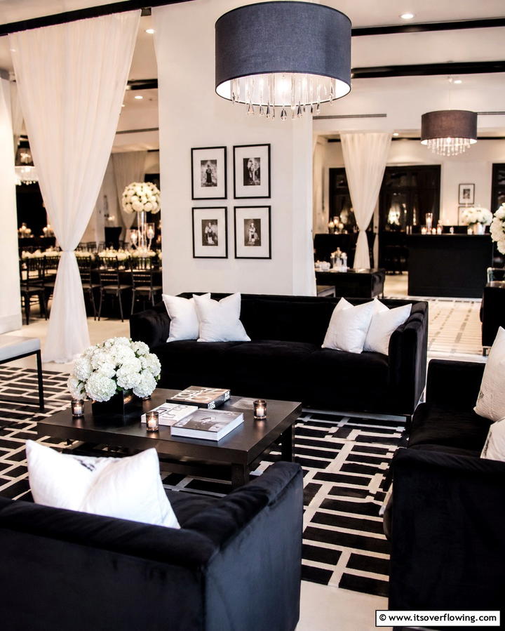 Black and White Lounge Area - 25 Black and White Wedding Ideas for Classic Elegance
