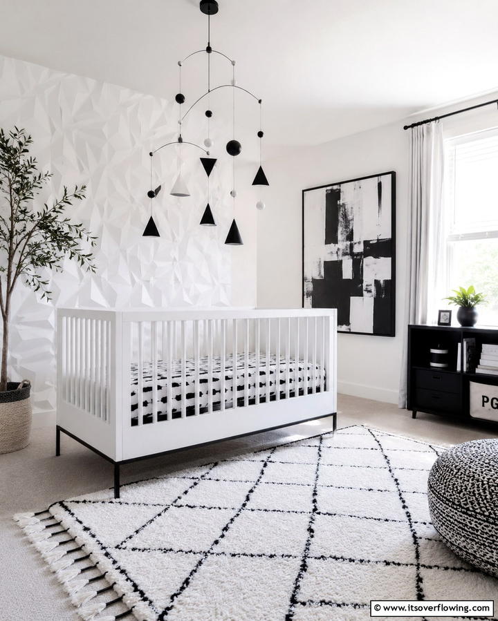 Black and White Mobile - 30 Chic Black & White Nursery Ideas for Modern Baby Rooms