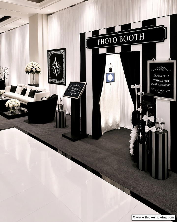 Black and White Photo Booth - 30 Black-Themed Wedding Decor Ideas for Bold Celebrations