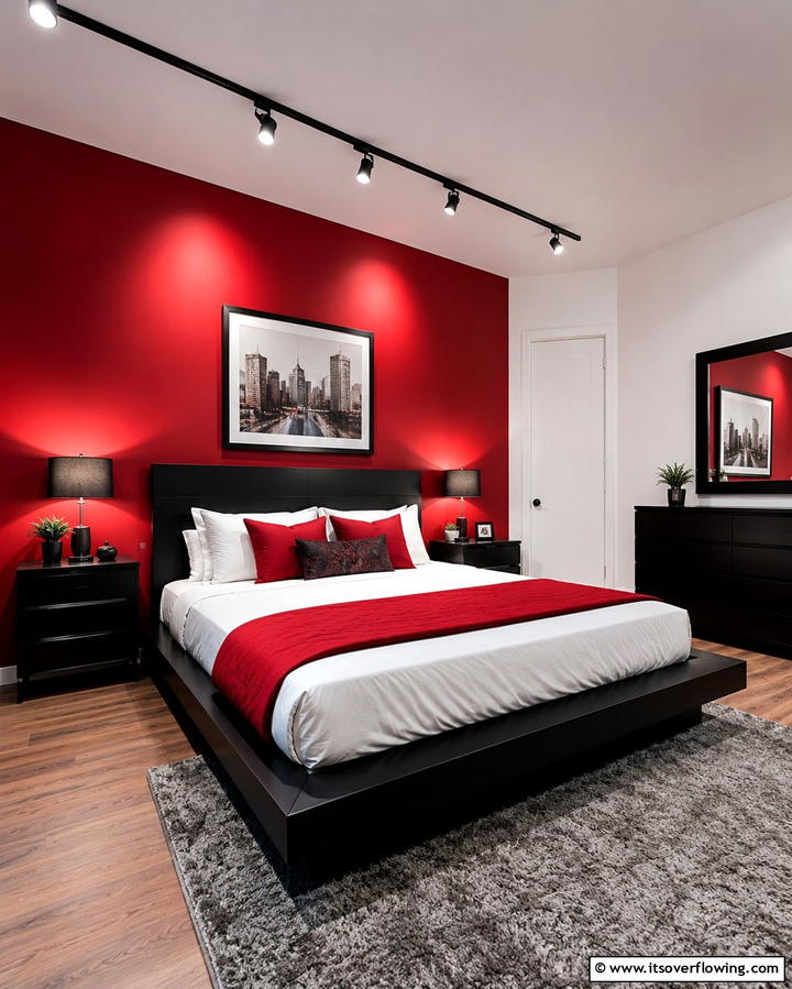 Black and White Photography - 25 Red Black and White Bedroom Ideas for a Bold Look