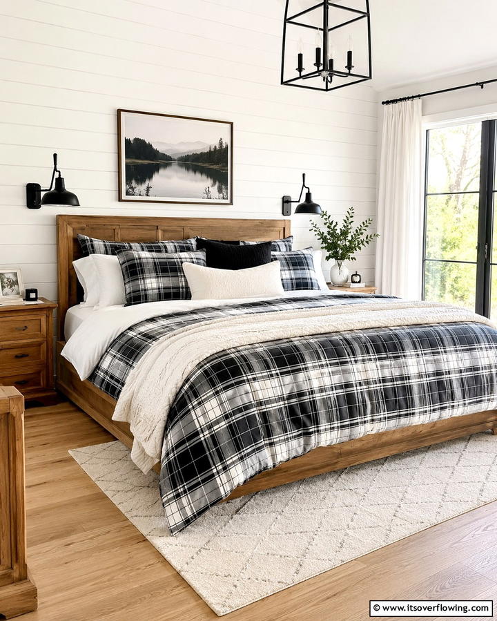 Black and White Plaid Bedding - 25 Black and White Bedroom Ideas for a Timeless Design