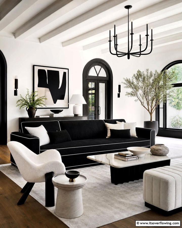 Black and White Statement Furniture - 25 Black and White Living Room Ideas for a Classic Look