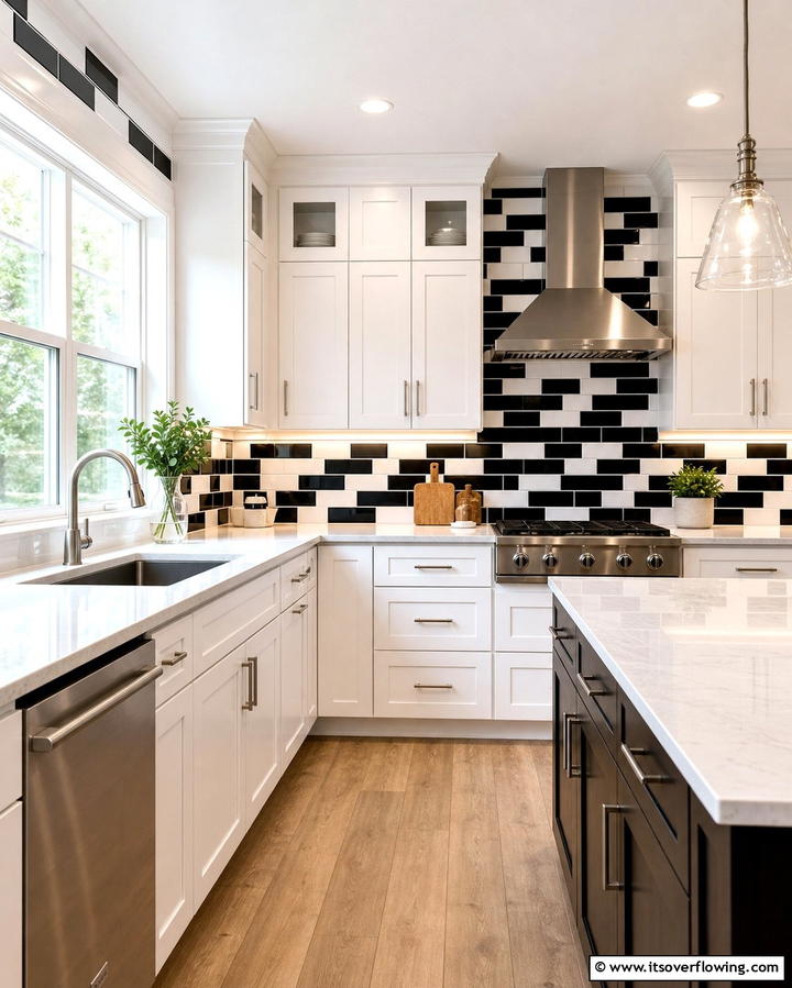 Black and White Subway Tiles - 25 Black and White Kitchen Backsplash Ideas