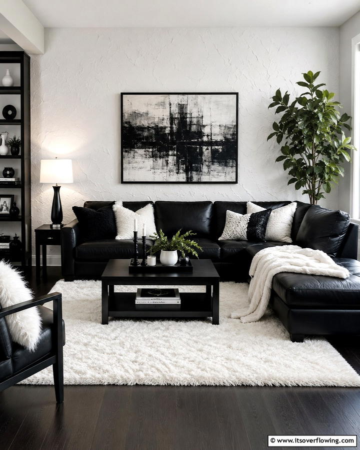 Black and White Textures - 25 Black and White Living Room Ideas for a Classic Look