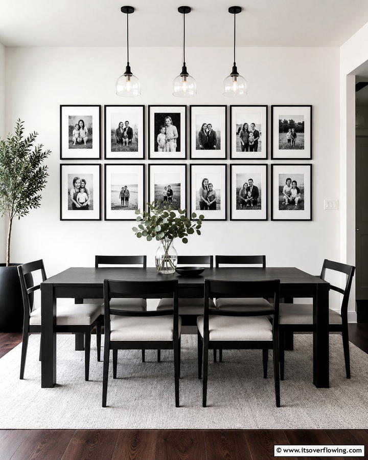 Black and White Theme - 30 Family Photo Wall Ideas to Display Memories