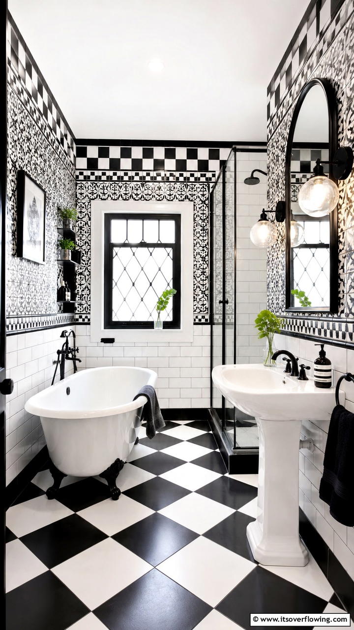Black and White Tiles - 30 Bathroom Tile Ideas to Refresh Your Space with Style