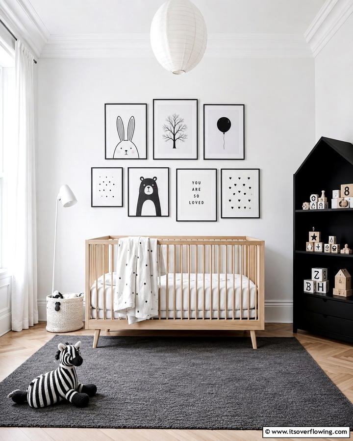 Black and White Wall Art - 30 Chic Black & White Nursery Ideas for Modern Baby Rooms