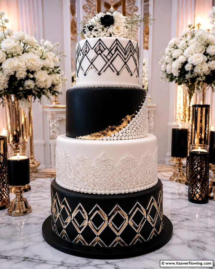Black and White Wedding Cake - 25 Black and White Wedding Ideas for Classic Elegance