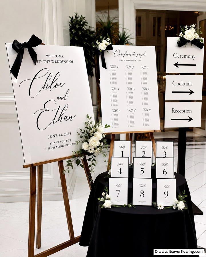 Black and White Wedding SignageExact - 25 Black and White Wedding Ideas for Classic Elegance
