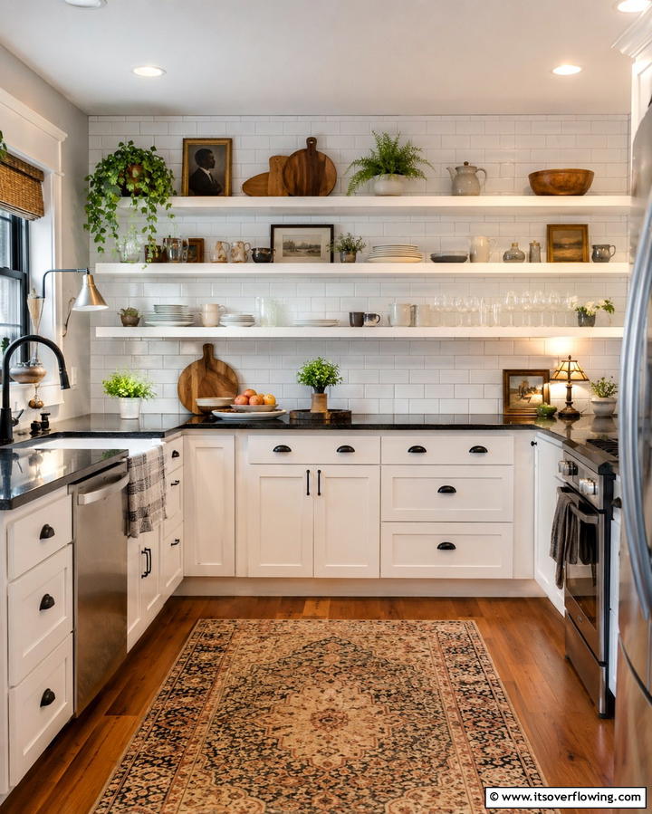 Black and White with Natural Wood - 25 Kitchen With White Cabinets and Black Countertops Ideas