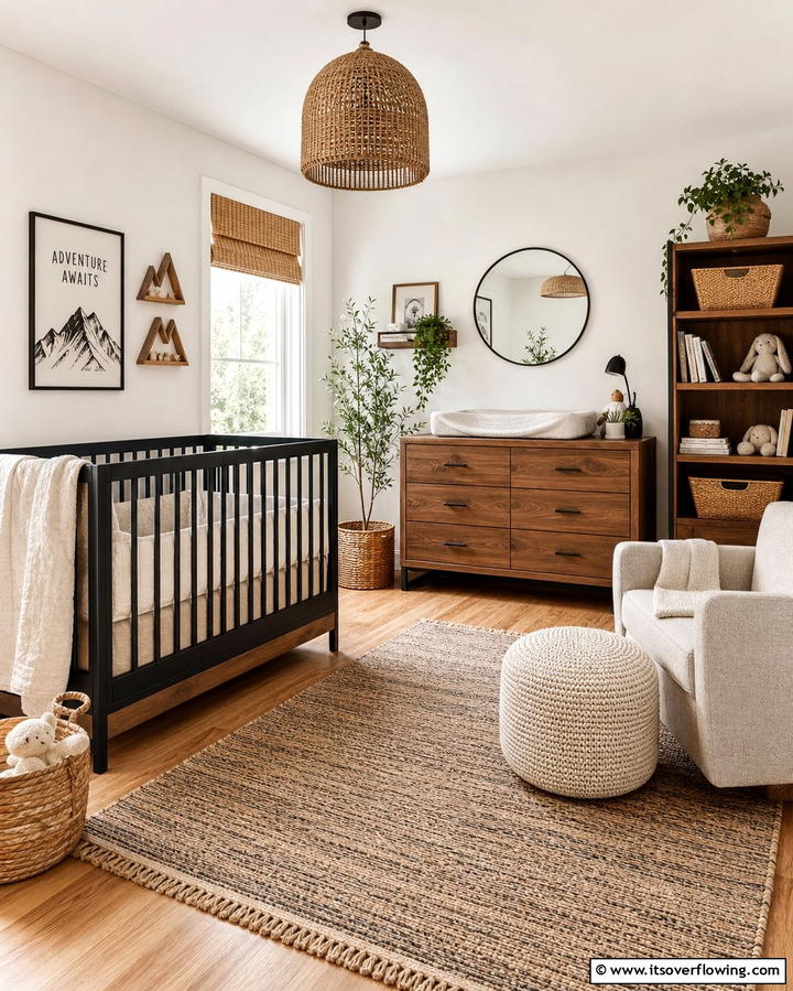 Black and Wood Furniture Combination - 25 Black Nursery Ideas for Modern Baby Rooms