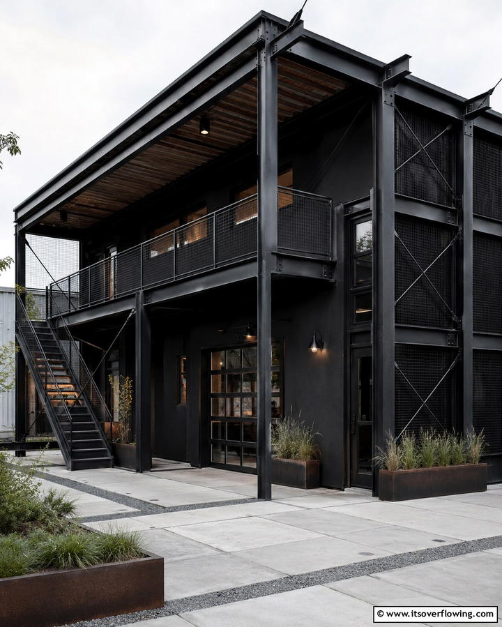Black with Industrial Accents - 25 Modern Black Houses for a Bold Statement