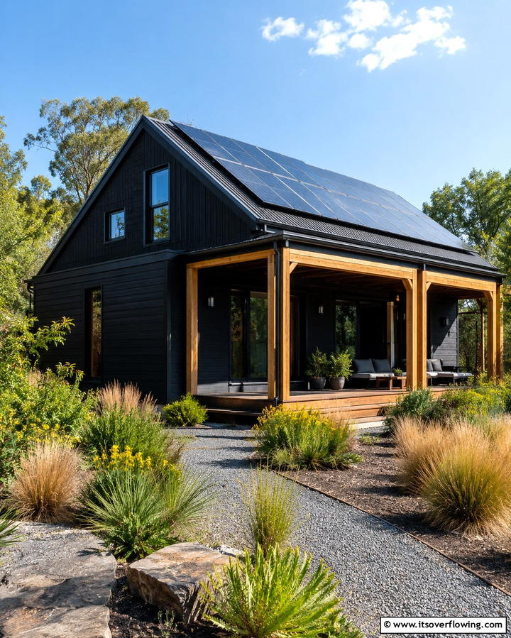 Black with Sustainable Materials - 25 Modern Black Houses for a Bold Statement
