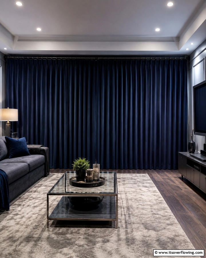Blackout Curtains for Optimal Viewing - 30 Media Room Ideas for Ultimate Living Room Entertainment
