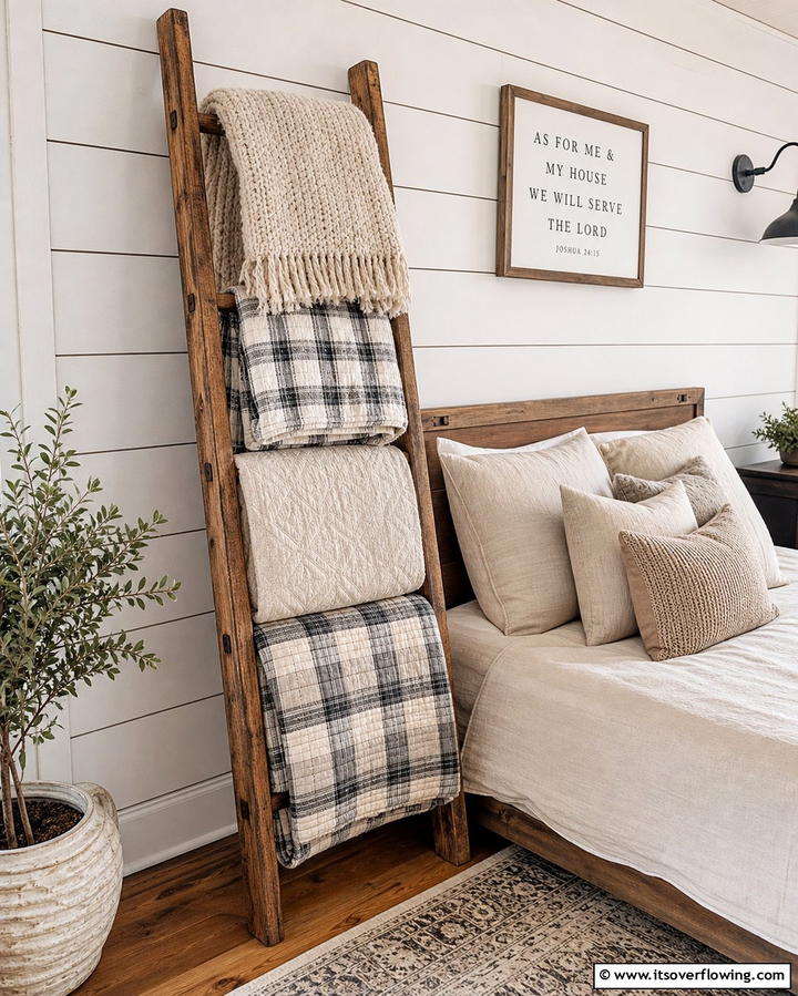 Blanket Ladders - 25 Creative Bedding Storage Ideas for Small Spaces
