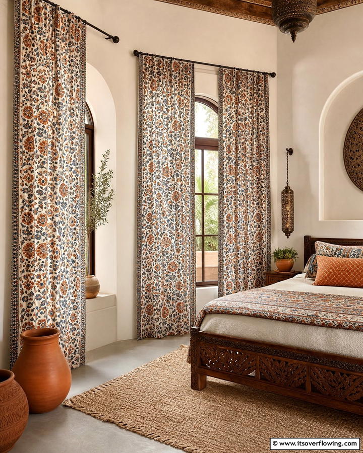 Block Print Curtains - 20 Boho Curtain Ideas to Enhance Your Home’s Style