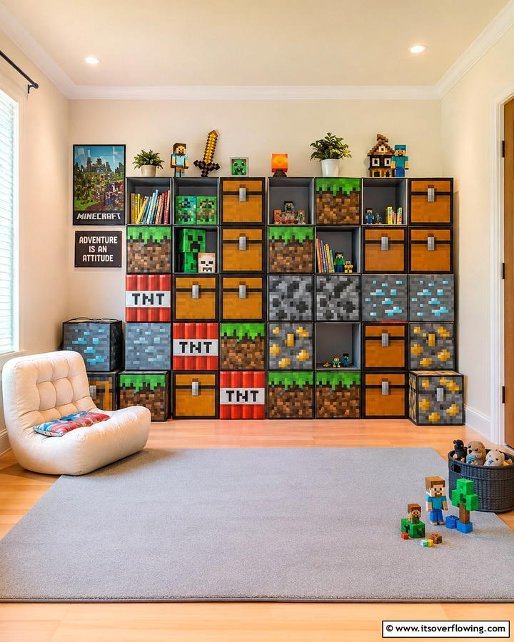 Blocky Storage Solutions - 30 Minecraft Bedroom Ideas for Block-Inspired Fun