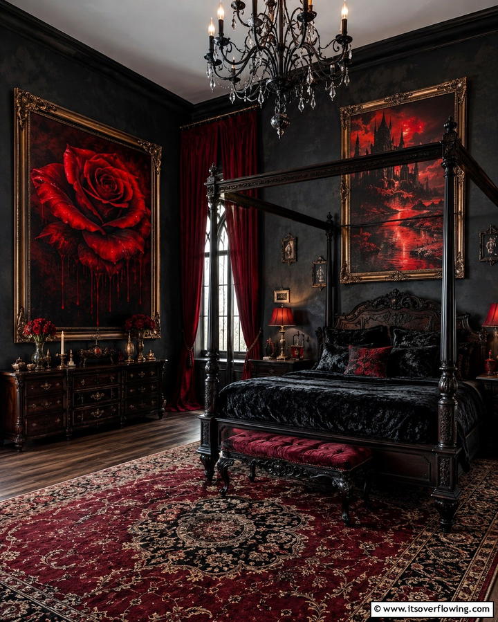 Blood Red Artwork - 20 Vampire Bedroom Ideas for a Dark and Mysterious Vibe