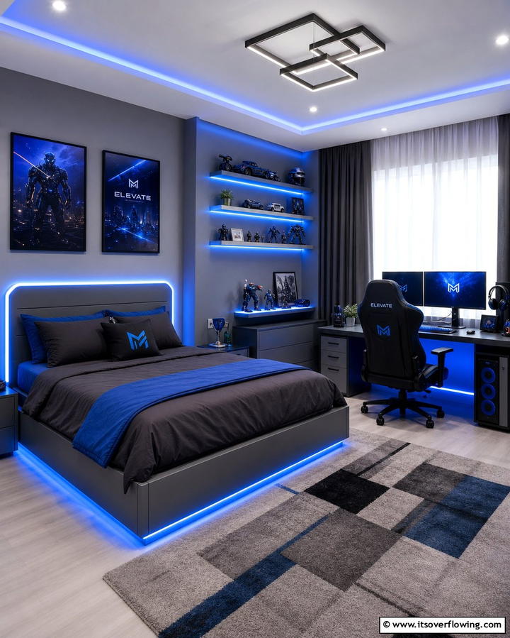 Blue Accent Lighting - 25 Girls Blue Bedroom Ideas- Fresh & Calming Designs
