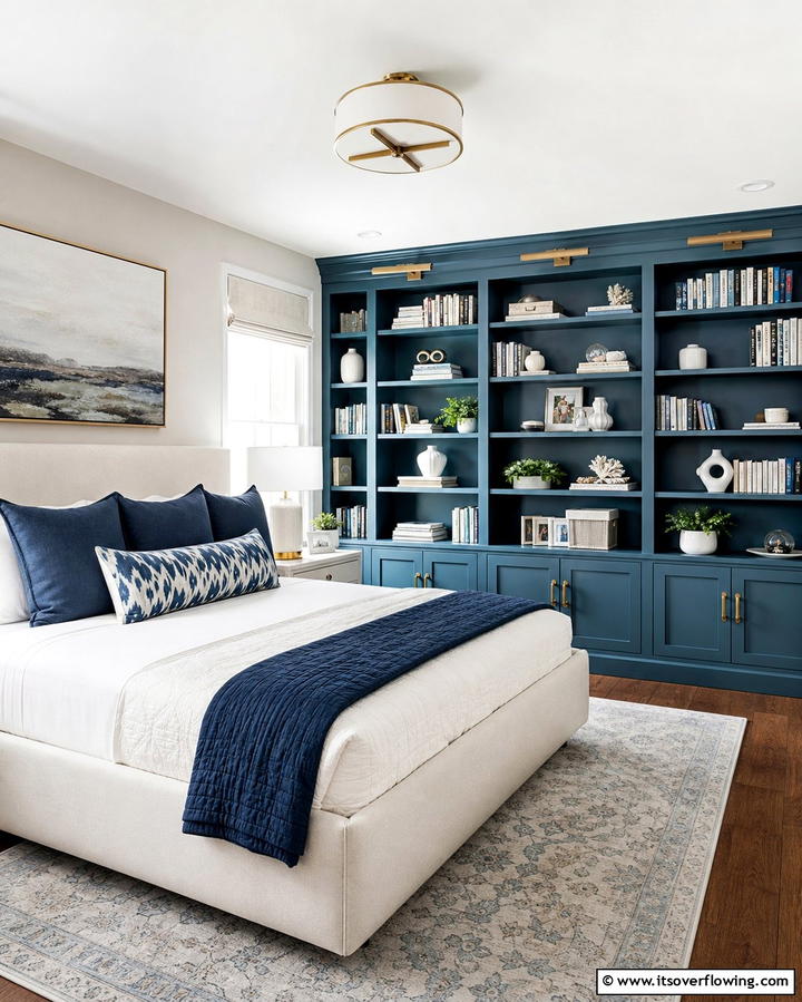 Blue Built In Shelves - 25 Girls Blue Bedroom Ideas- Fresh & Calming Designs