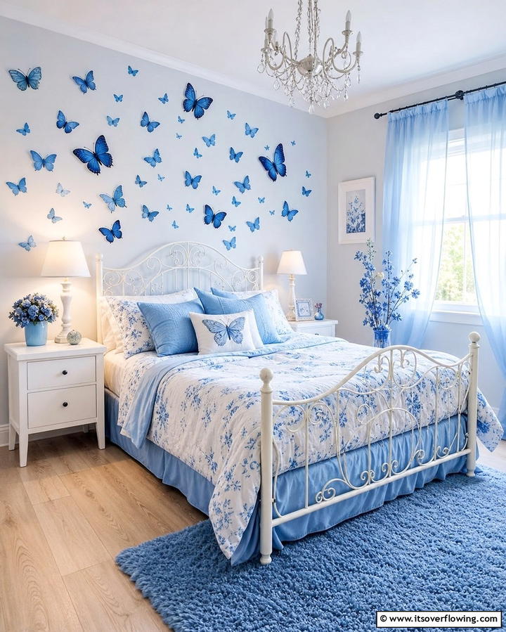 Blue Butterfly Theme - 25 Girls Blue Bedroom Ideas- Fresh & Calming Designs