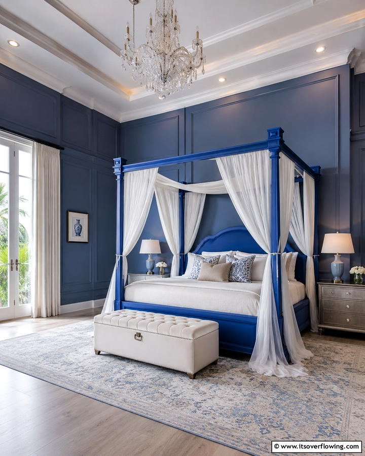 Blue Canopy Bed - 25 Moody Blue Bedroom Ideas for a Relaxing Space