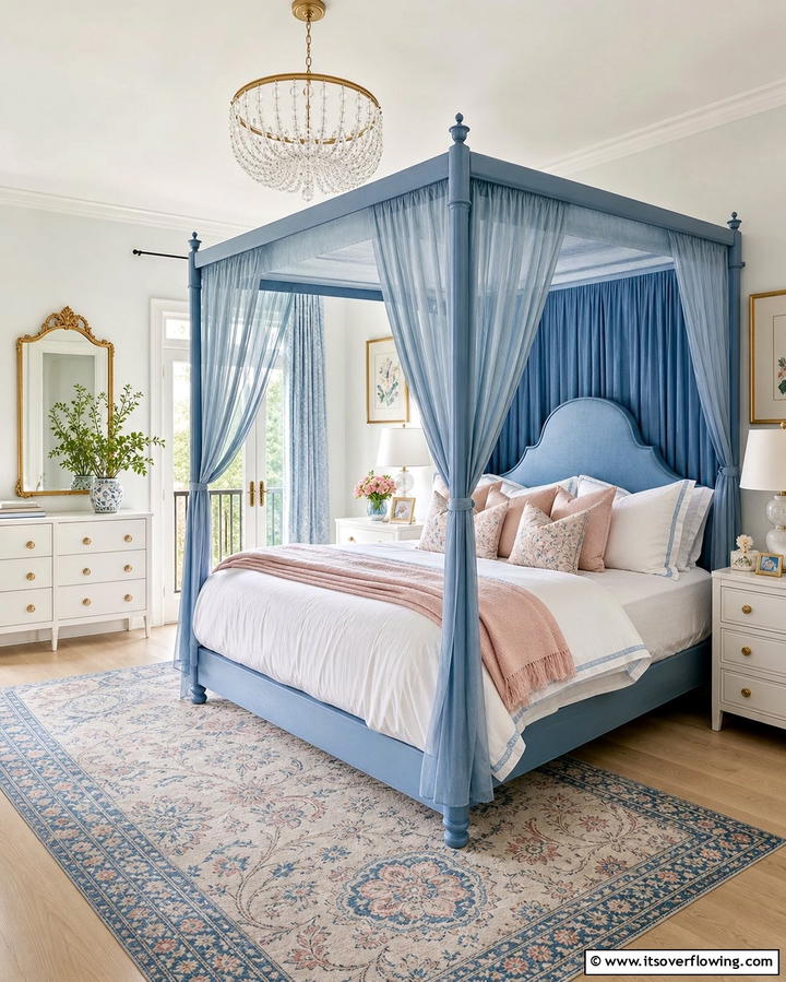 Blue Canopy Bed - 25 Girls Blue Bedroom Ideas- Fresh & Calming Designs