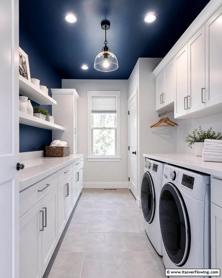 Blue Ceiling Accent - 25 Blue Laundry Room Ideas for a Fresh and Clean Look