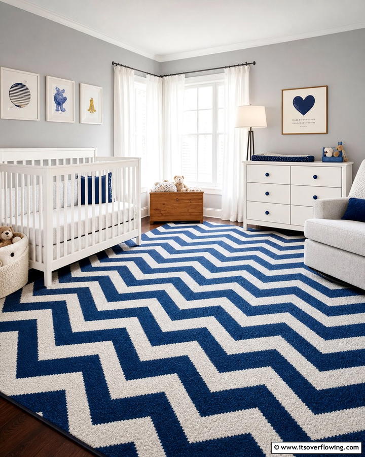 Blue Chevron Rugs - 25 Blue Nursery Ideas for a Calming and Serene Baby Room