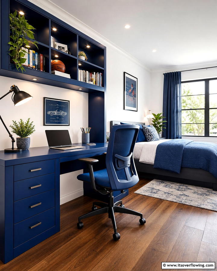 Blue Desk and Workspace - 25 Girls Blue Bedroom Ideas- Fresh & Calming Designs