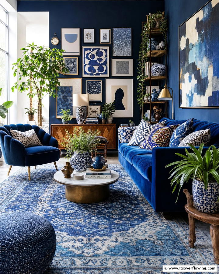 Blue Eclectic Fusion - 21 Refreshing Blue Living Room Ideas for Vibrant Spaces
