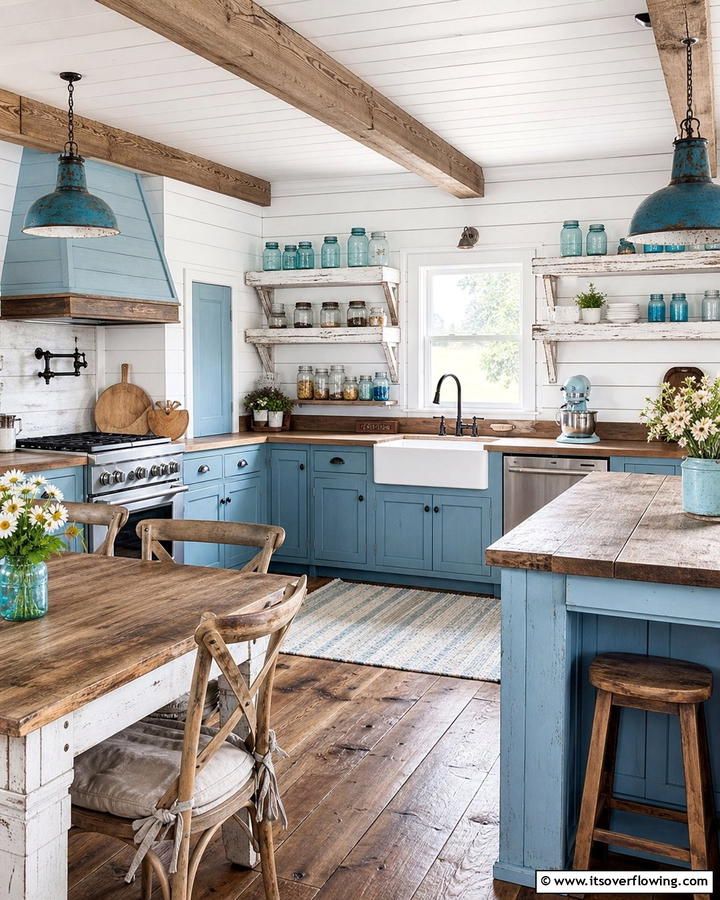 Blue Farmhouse Touch - 21 Inviting Blue Kitchen Ideas for Coastal or Modern Themes