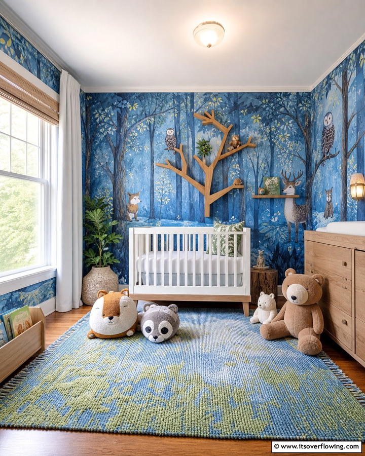 Blue Forest Themed Nursery - 25 Blue Nursery Ideas for a Calming and Serene Baby Room