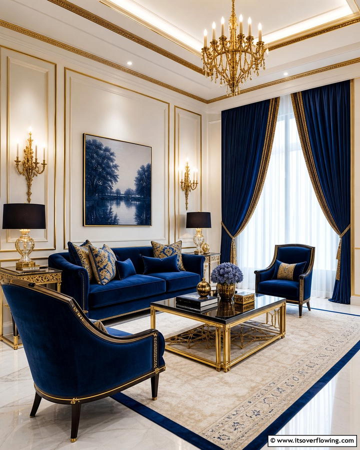 Blue Luxe Retreat - 21 Refreshing Blue Living Room Ideas for Vibrant Spaces