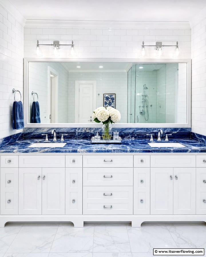 Blue Marble Countertops - 25 Blue Bathroom Ideas for a Serene Retreat