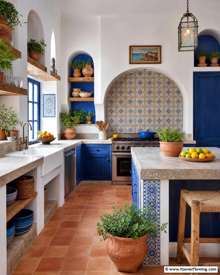 Blue Mediterranean Style Vibe - 21 Inviting Blue Kitchen Ideas for Coastal or Modern Themes