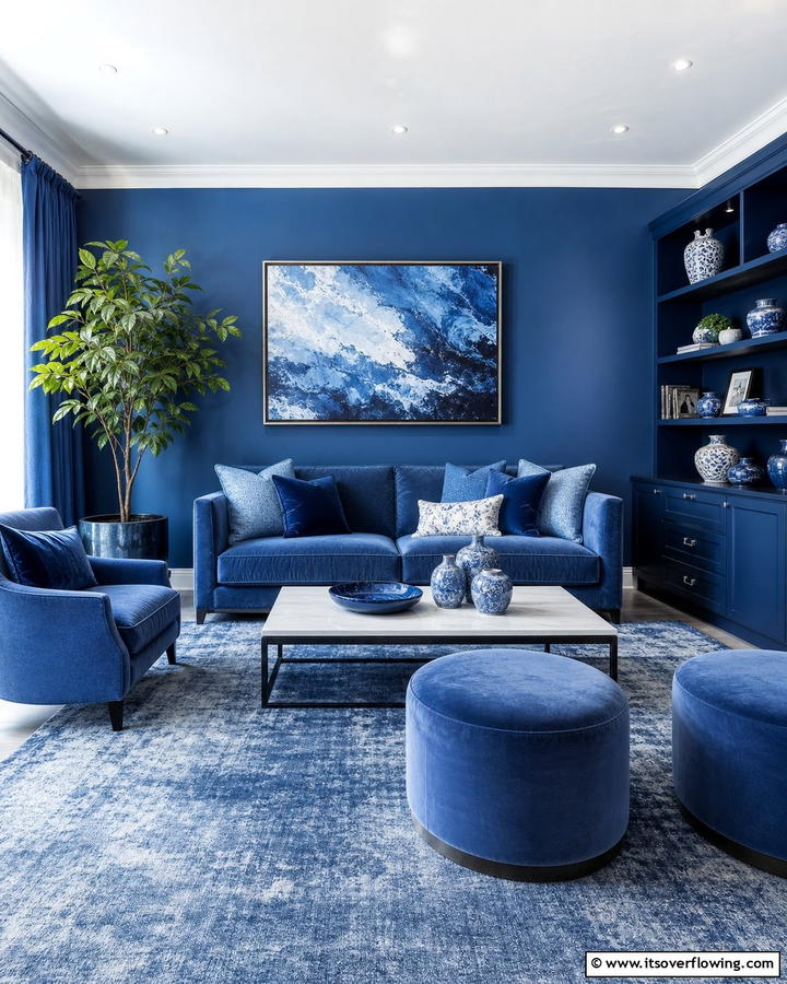 Blue Monochrome Magic - 21 Refreshing Blue Living Room Ideas for Vibrant Spaces