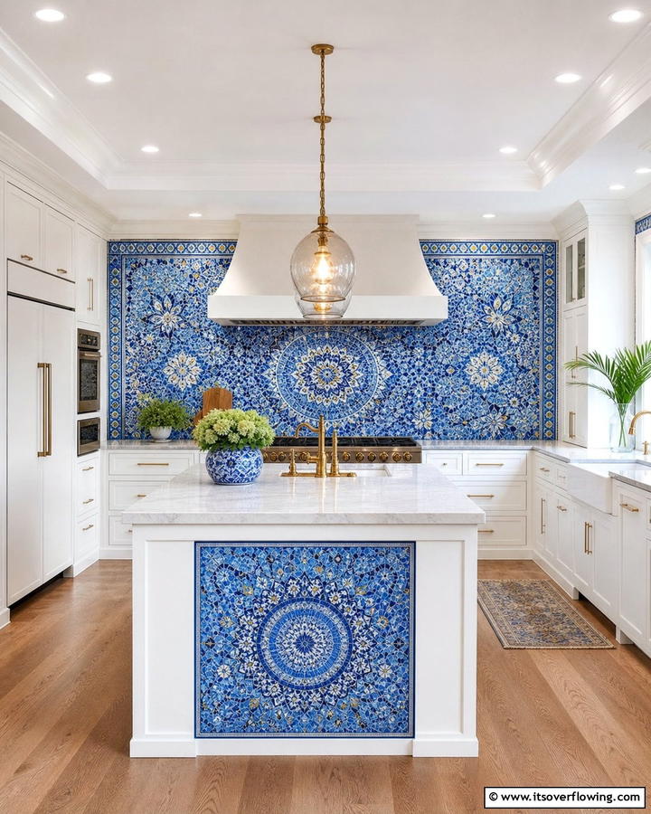 Blue Mosaic Detail Magic - 21 Inviting Blue Kitchen Ideas for Coastal or Modern Themes