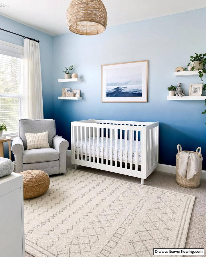 Blue Ombre Walls - 25 Blue Nursery Ideas for a Calming and Serene Baby Room